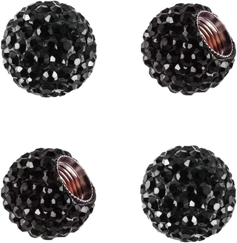 Kewucn 4 tapas de vástago de válvula de neumático de automóvil, hechas a mano, a prueba de polvo, con diamantes de imitación, accesorios exteriores