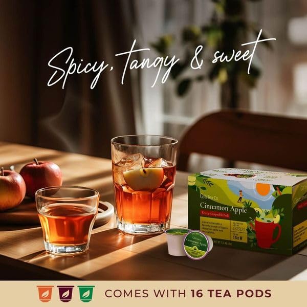 Gya Tea Co Tazas K de té de hierbas de canela y manzana para Keurig, té sin cafeína, tazas K para Keurig, comienza el día con cápsulas de té para