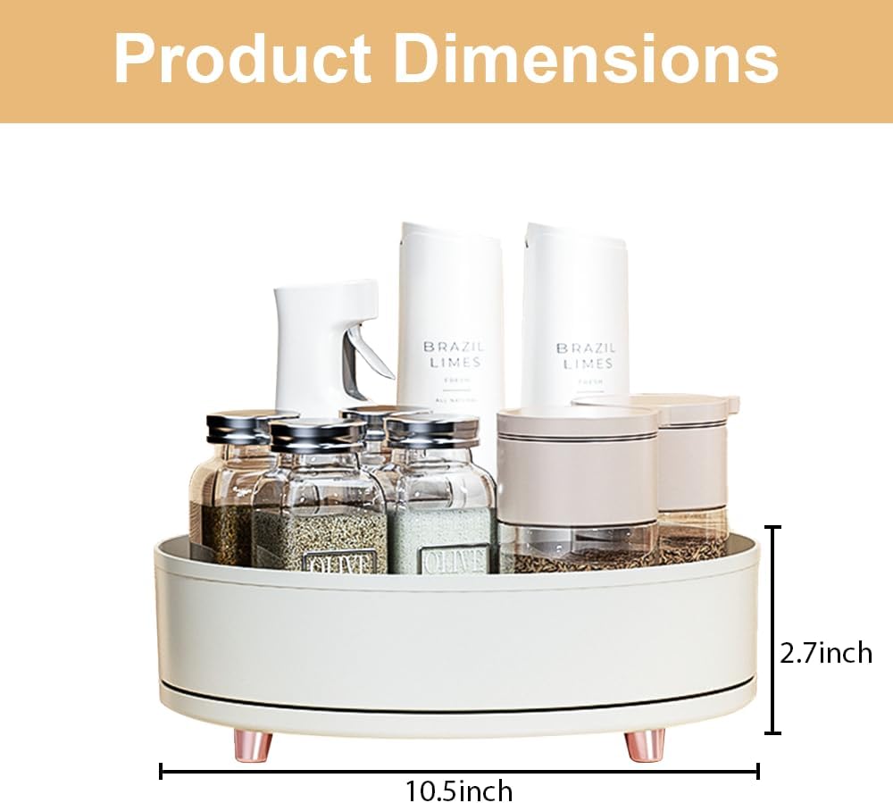 Lazy Susan – Organizador giratorio para gabinete, contenedor de plástico de 10.5 pulgadas, almacenamiento de especias, organizador de perfume de