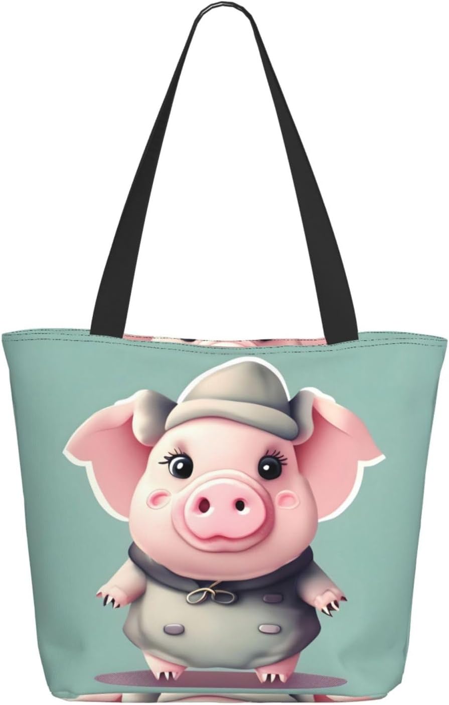 Breaux Lindas bolsas de cerdo, bolsas de mano con estampados, bolsas de compras reutilizables, bolsas de comestibles para mujeres y niñas
