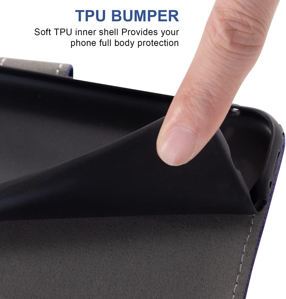 Asuwish Funda tipo cartera compatible con OnePlus 7 Pro y protector de pantalla de vidrio templado, funda con tapa para teléfono celular para