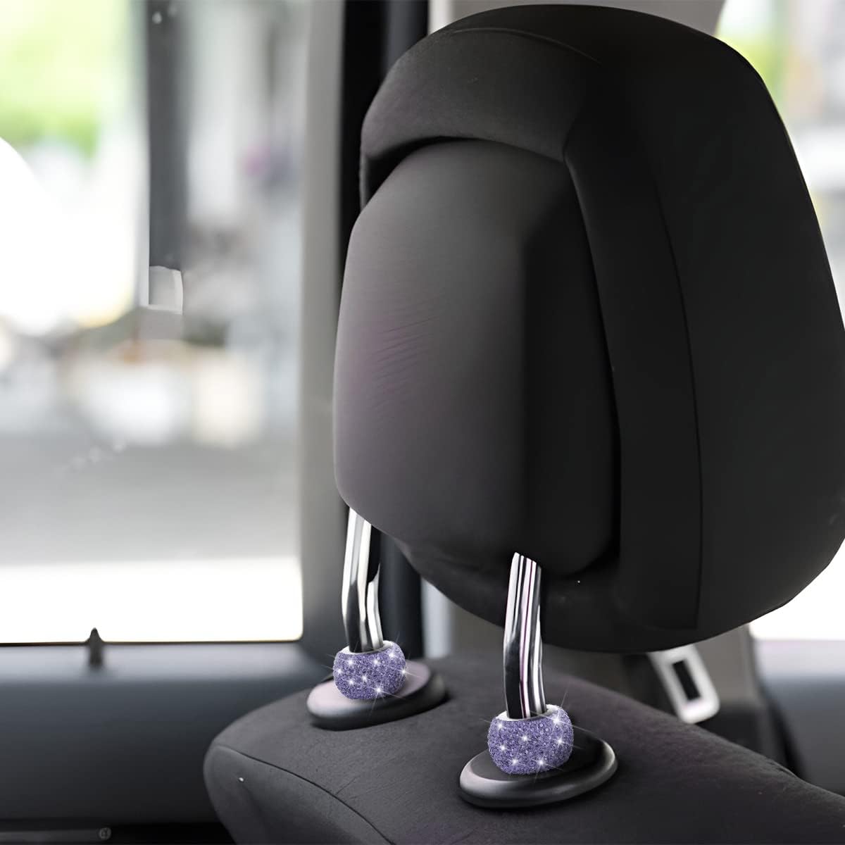 Paquete de 4 collares para reposacabezas de automóvil, collares brillantes para reposacabezas de automóvil, anillos decorativos, collares de