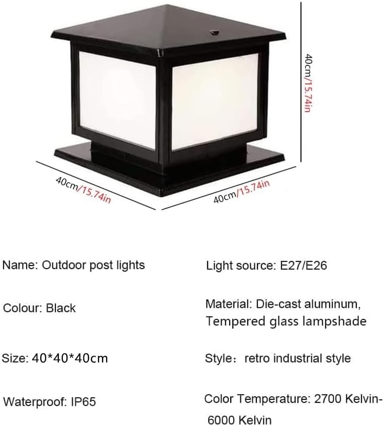 Luz de pilar europea impermeable IP65 para exteriores, estilo vintage, patio, pasillo, césped, columna de luz, villa E27, luz de casquillo de