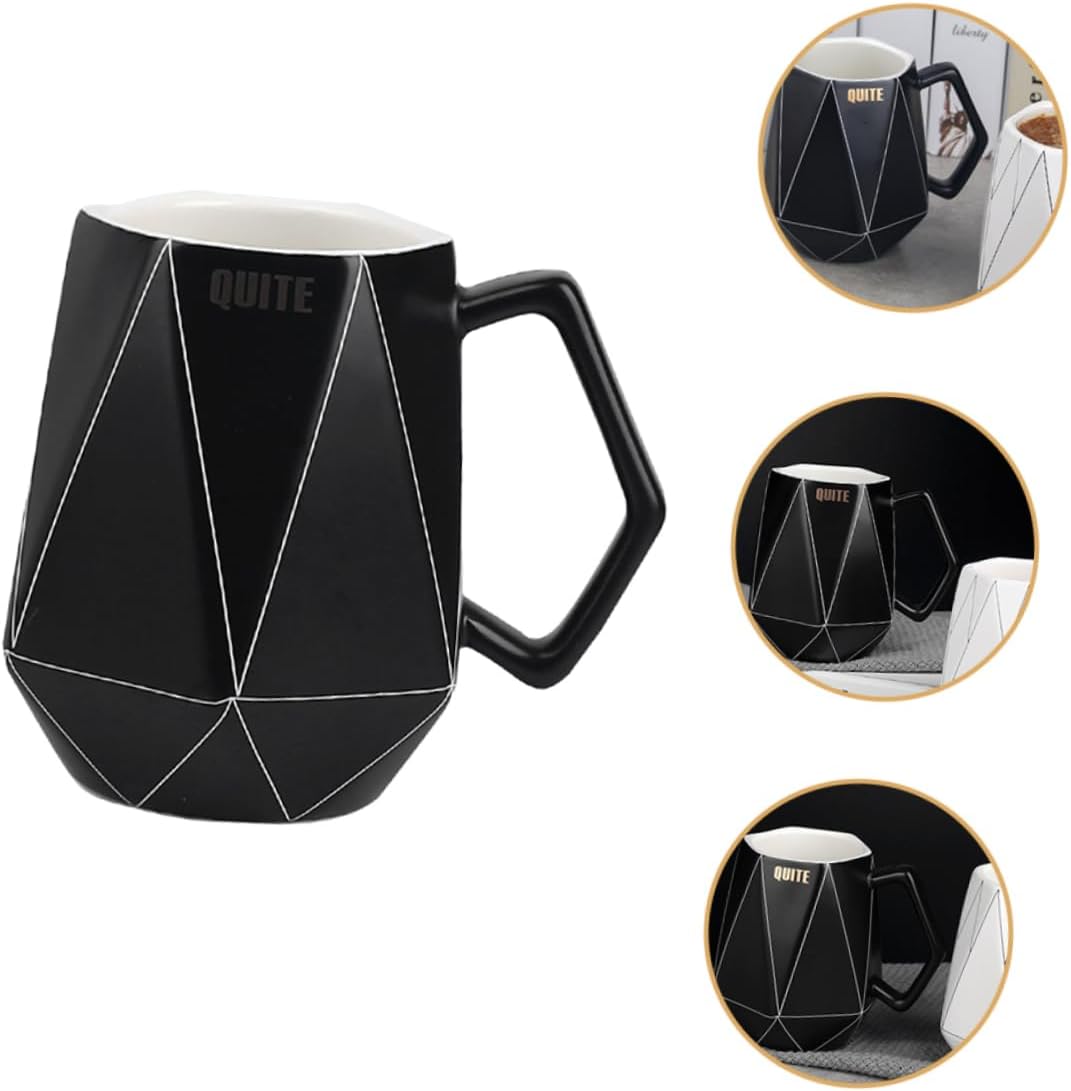 BRIGHTFUFU Café Cerámica para ir tazas de café con tapas taza de café de porcelana taza de té de porcelana taza de capuchino vasos negros vasos con