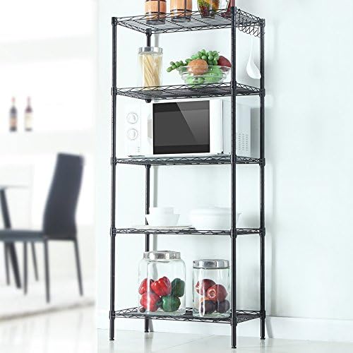 Estante de almacenamiento ajustable de 5 niveles, estante de almacenamiento de metal, estantes de almacenamiento para despensa, armario, cocina,