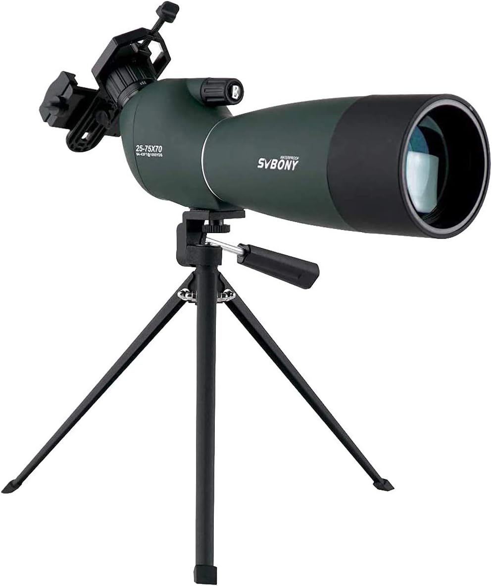 SVBONY SV28 25-75×70 – Ámbitos de detección con trípode y SV46 20-60×80 HD de doble enfoque para observación de aves, caza, disparo al objetivo,