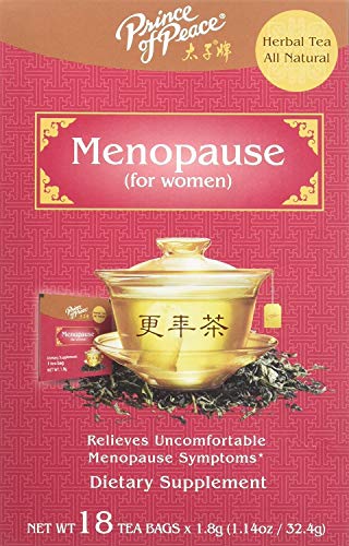 Prince of Peace Té de la menopausia, 18 bolsas de té, té de hierbas para la menopausia, alivio de la menopausia, equilibrio hormonal para mujeres,