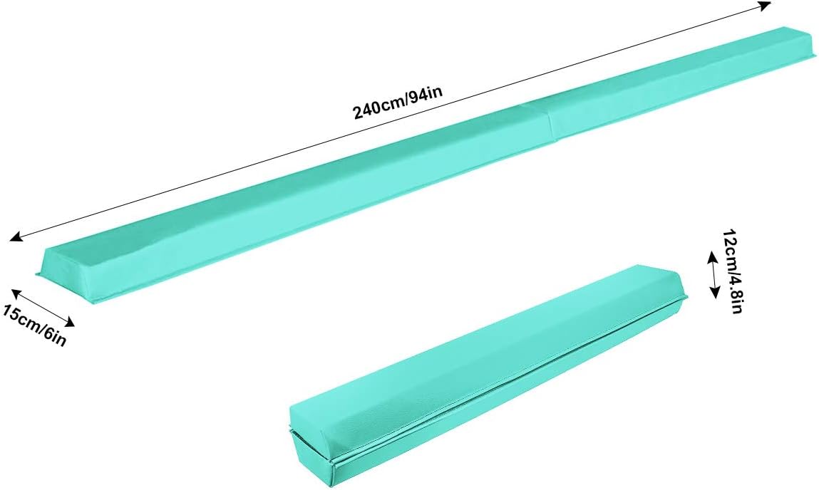 FBSPORT 810ft Balance Beam Folding Floor Gymnastics Equipment PU Leather for Kids Adults,Non Slip Rubber Base, Gymnastics Beam for Training,
