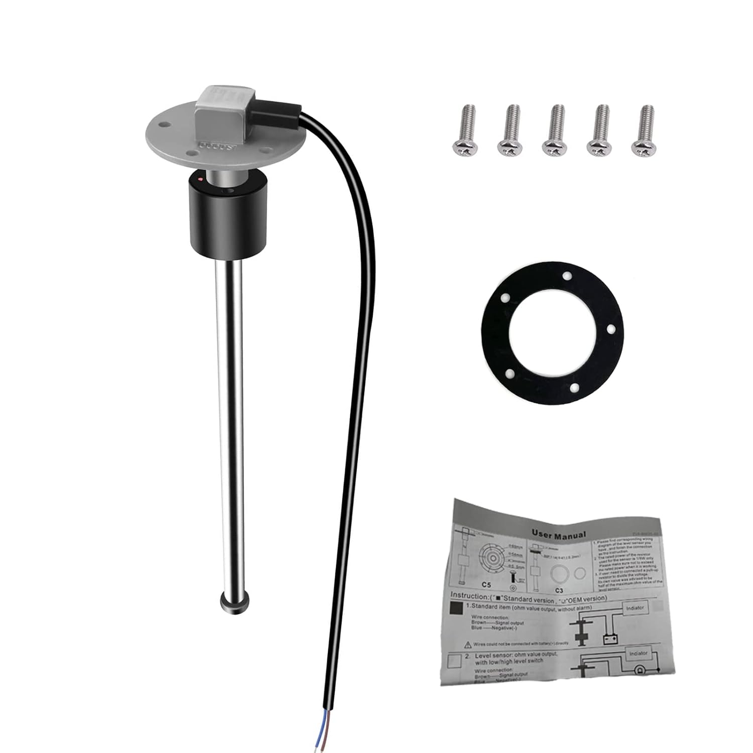 Wonfly Unidad emisora de combustible inoxidable, 240  33 ohmios, 11 pulgadas (11.0 in), unidad de envío de tanque de combustible para barco marino,