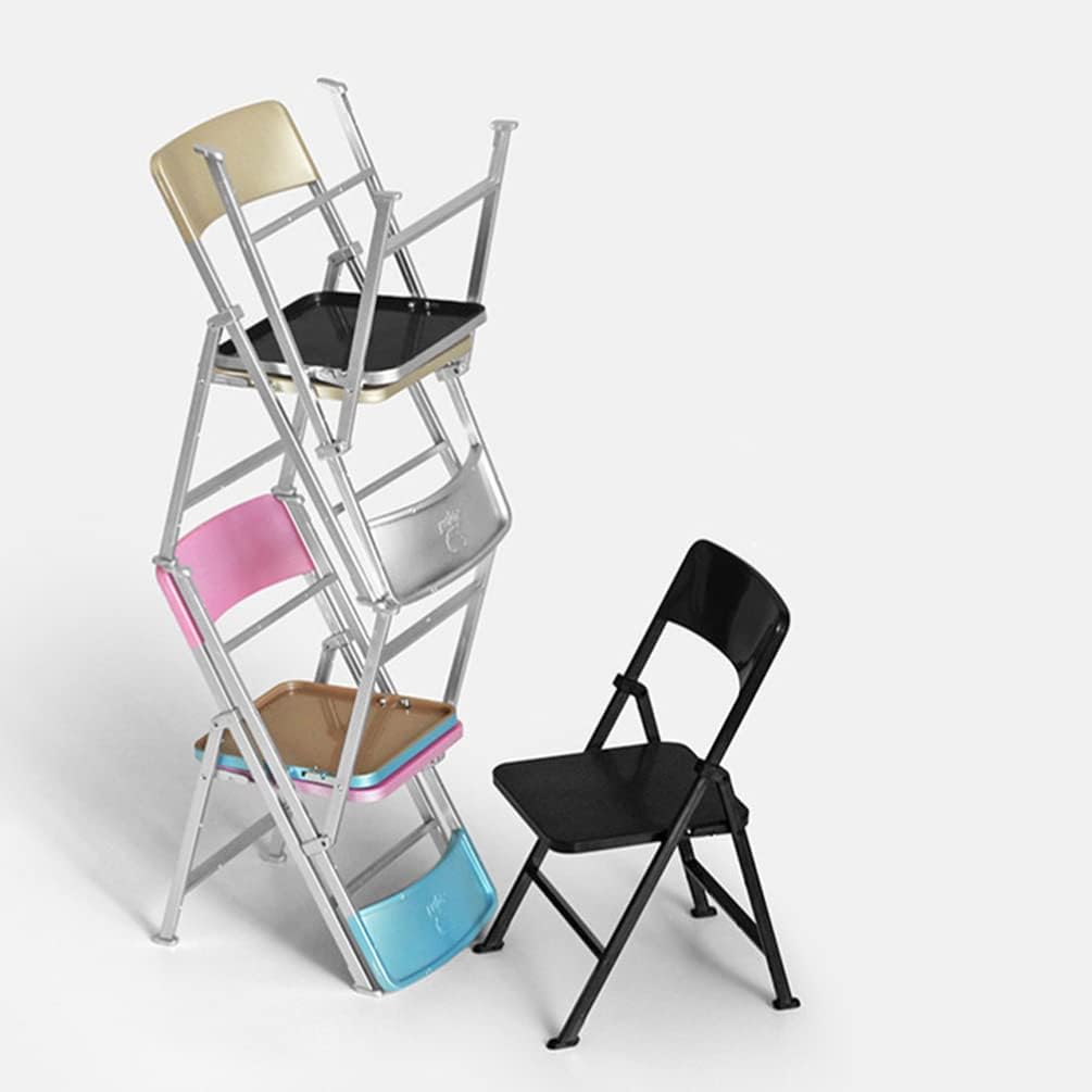 ibasenice Silla plegable para casa de muñecas, silla pequeña transparente, modelo de silla en miniatura, silla plegable en miniatura, sillas