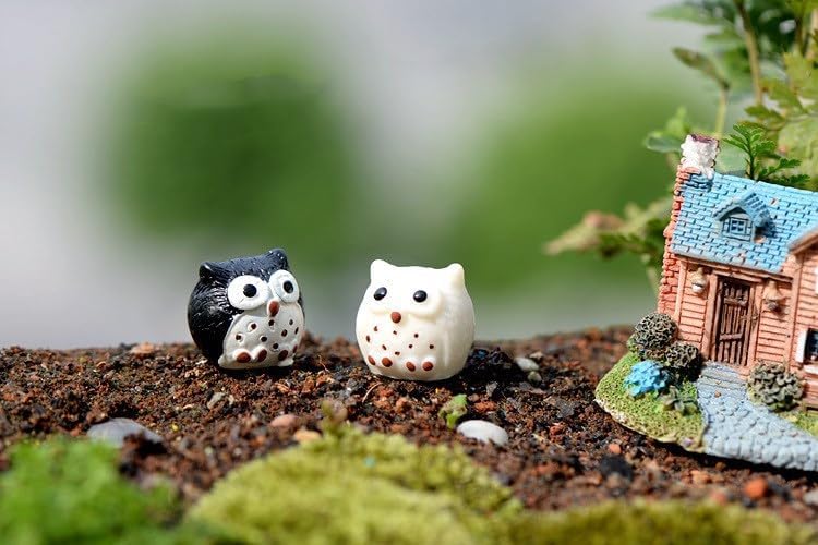 9 piezas de mini búhos, accesorios de jardín de hadas, decoración de búho para jardín de hadas, micro paisaje, kit de jardín de hadas, animales de