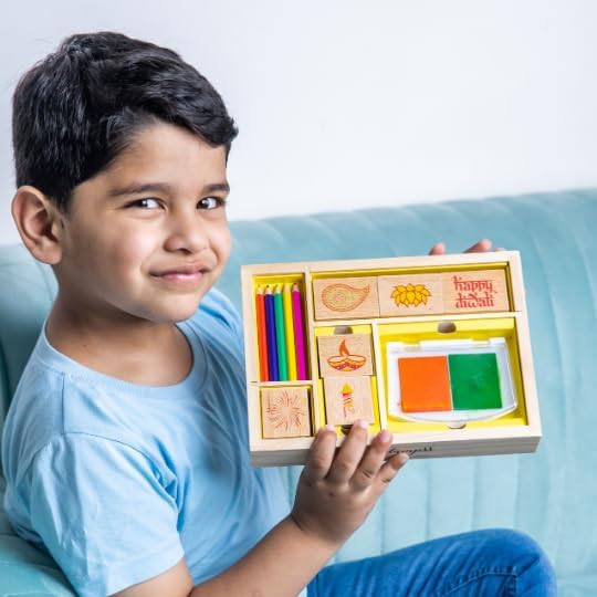 Juego de sellos de madera Happy Diwali