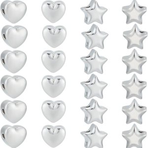 UNICRAFTALE Juego de 24 cuentas espaciadoras de 2 estilos de 0.069 pulgadas de acero inoxidable 304, cuentas de metal con forma de estrella, cuentas UNICRAFTALE Juego de 24 cuentas espaciadoras de 2 estilos de 0.069 pulgadas de acero inoxidable 304, cuentas de metal con forma de estrella, cuentas