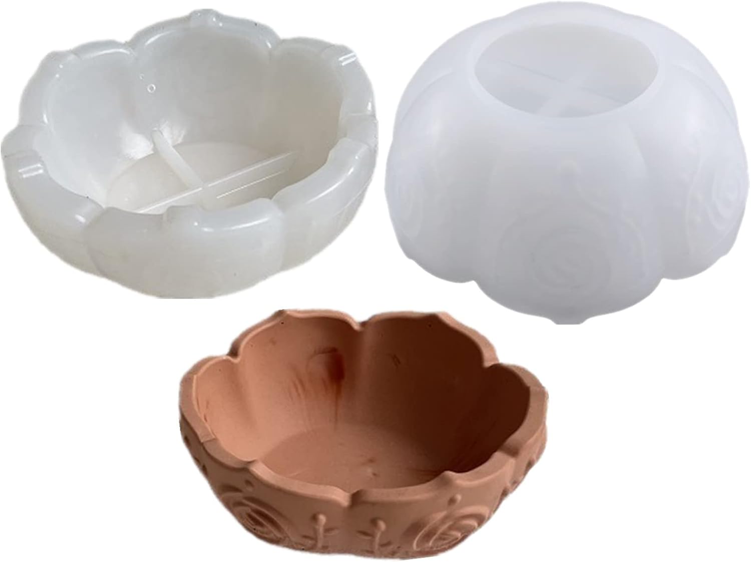 Lotus – Molde de silicona para macetas de concreto, molde de silicona para suculentas, jarrón, bandeja de plato, molde de resina epoxi