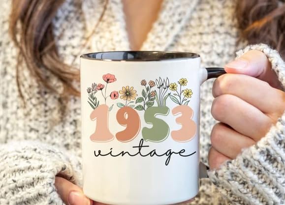 Taza personalizada para cumpleaños n. 70, taza vintage de 1953, regalo de cumpleaños 70 para mujeres, regalo de cumpleaños 70 para hombres, amigos