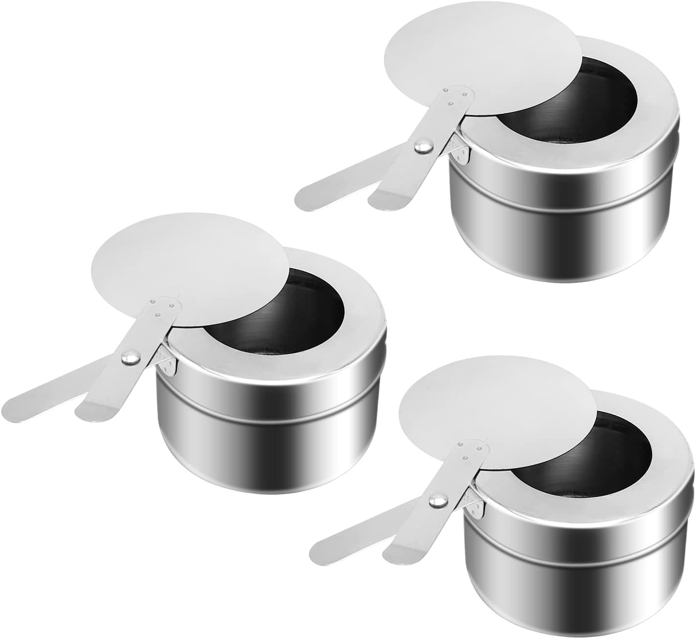 3 piezas de acero inoxidable Chafer Wick esterno de combustible, soporte de calor enlatado con cubierta de seguridad, perfecto para buffets y