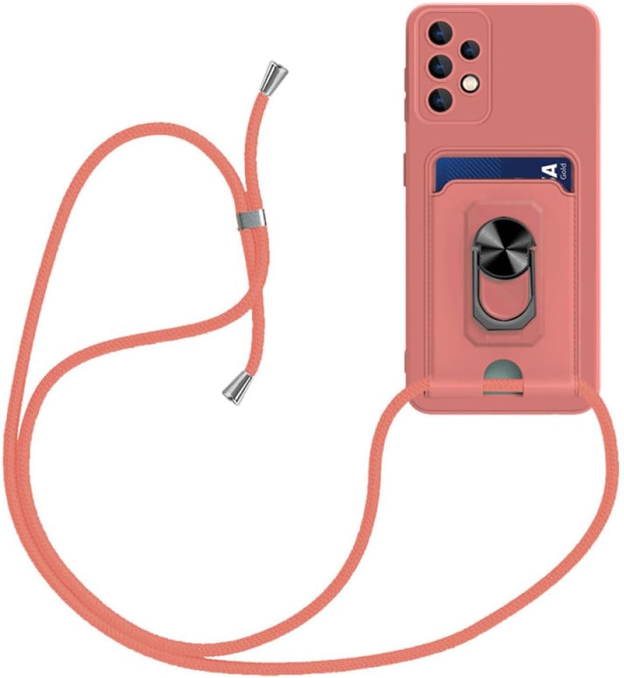 Funda con soporte para tarjeta para Samsung S23 S22 Ultra S21 A52 A72 A32 4G A50 A22 Lanyard Funda suave, T5, para Samsung S23Ultra