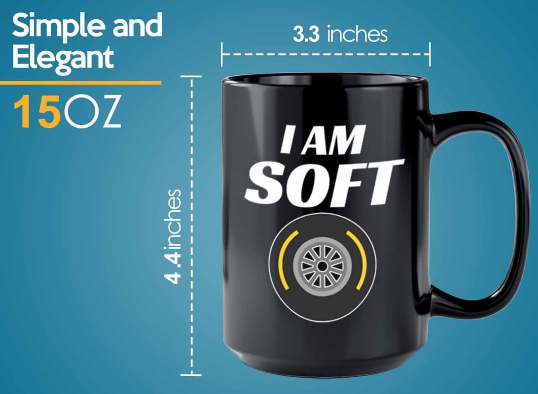 Racer Coffee Mug 15oz Black – I’m Soft – Fuel Speed Racer Car Guys Circuit Automotive Racing Boy Gifts For Him Dad Men Boyfriend