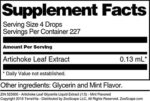 Alcachofa hoja glycerite Extracto de líquido (1 5)Sabor a Menta (1oz, Zin 523300), 1 Ounce, 3