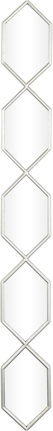 Deco 79 Espejo de pared de metal para habitación, cadena apilada delgada, espejo de entrada de 5 capas con patrón de enrejado, espejo para montar en