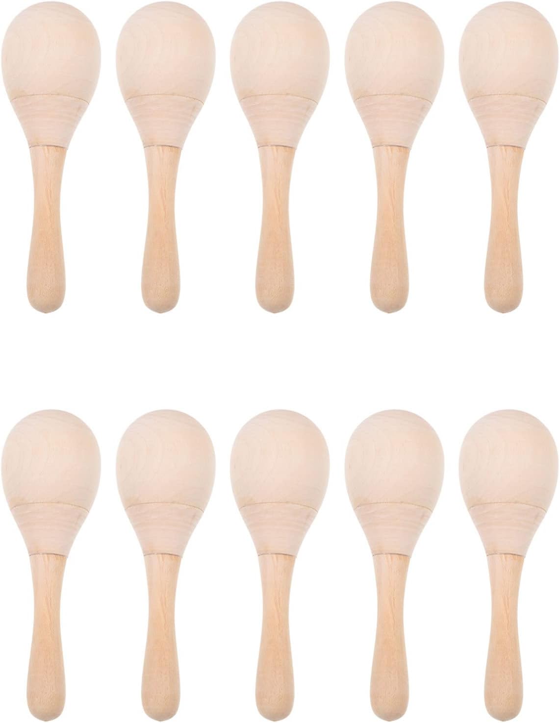 ULTNICE Mini Maracas de madera de madera Maracas de percusión en blanco sonajeros de percusión sin terminar Maracas de madera DIY Maracas en blanco