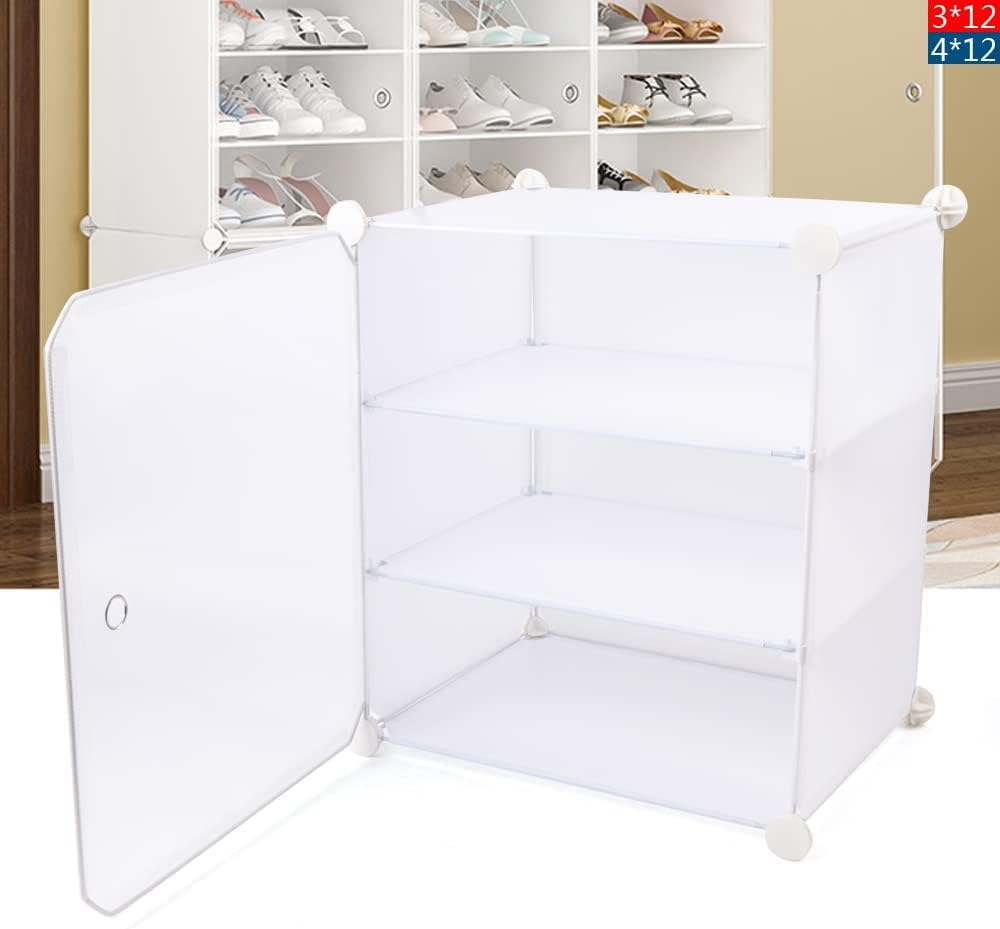 DYRABREST Armario apilable de almacenamiento de zapatos deportivos con puertas, organizador de zapatos de 12 niveles para armario, estante de