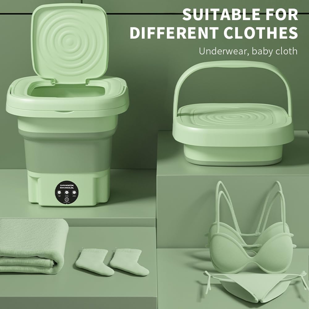 Lavadora portátil, mini lavadora plegable de 8 litros con 3 modos de limpieza profunda para ropa interior, ropa de bebé, pequeña lavadora
