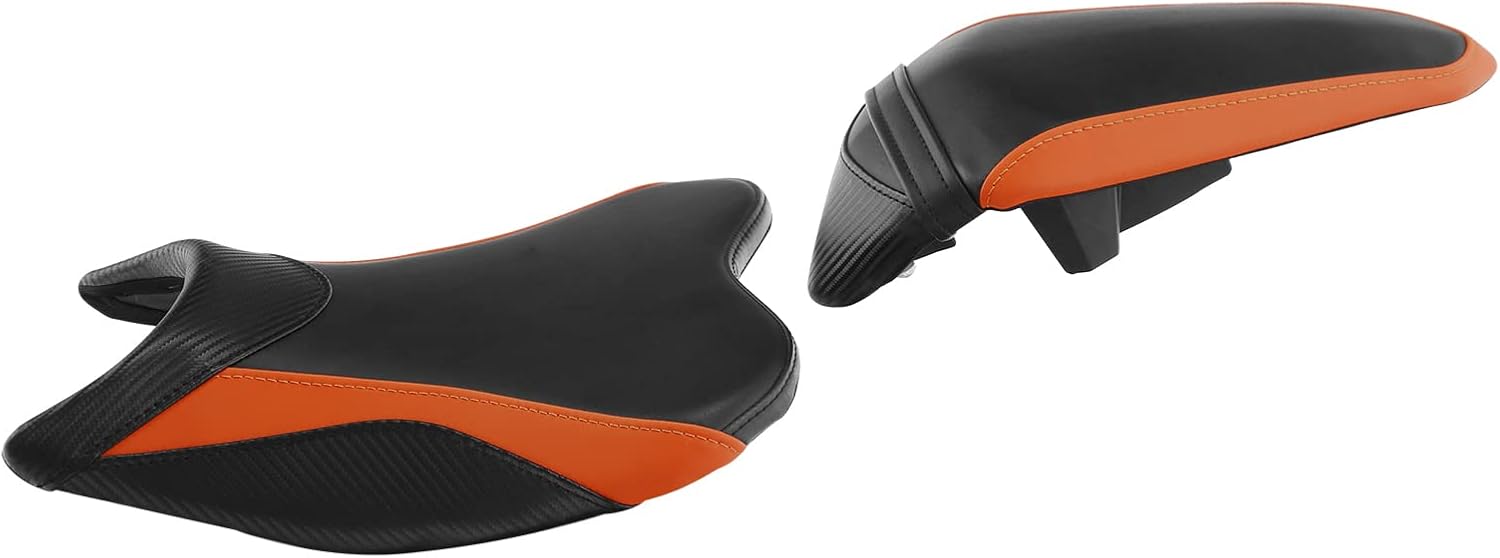 TCT-MOTORPARTS Cojín de asiento de conductor y pasajero Pillion FFit para Kawasaki Ninja 400 2018-2024 Z400 2019-2024 (negro + naranja)