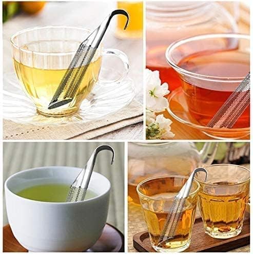 2 difusores de té de acero inoxidable, coladores de té de acero inoxidable para té suelto con mango de gancho para colgar, difusor de té de mango