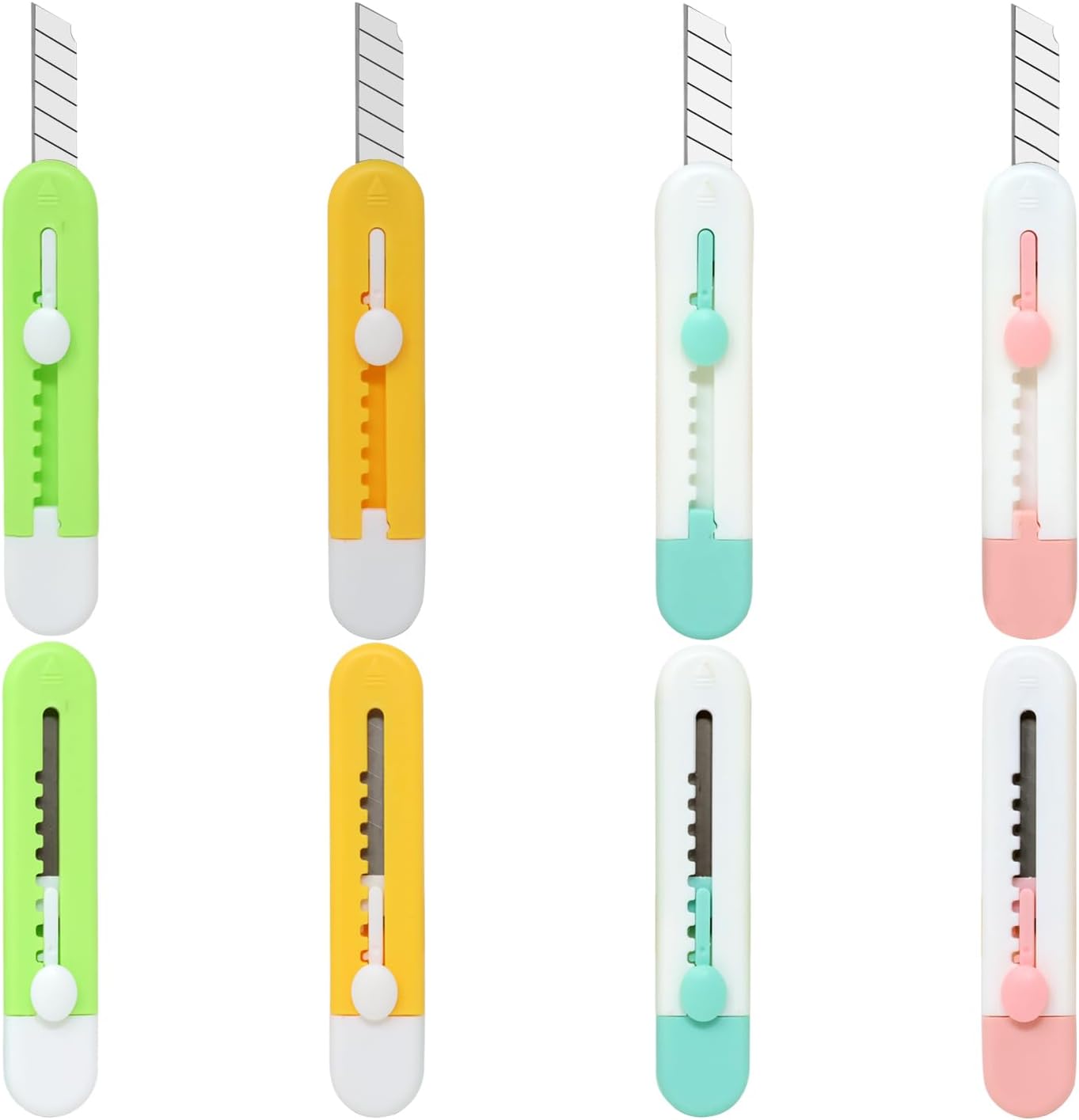 Honbay 8 piezas de mini cuchillos utilitarios de color caramelo creativo lindo abrecartas cuchillo de arte portátil cuchillo retráctil sobre