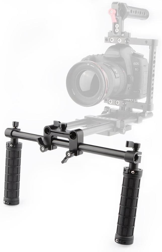 CAMVATE Empuñaduras de mango Montaje de abrazadera de manillar delantero para 0.591 in Rod Support System Shoulder Rig(negro) – 1049