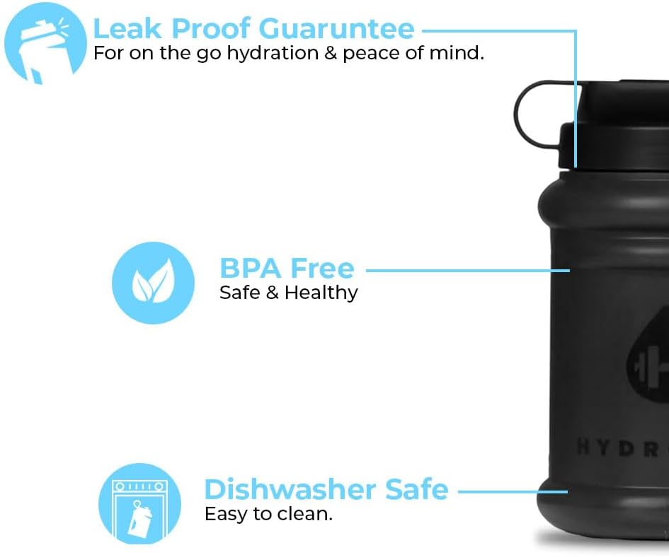 HydroJug Botella de agua de 32 onzas  Jarra recargable reutilizable con asa de transporte  Garantía a prueba de fugas  Ideal para hidratación sobre