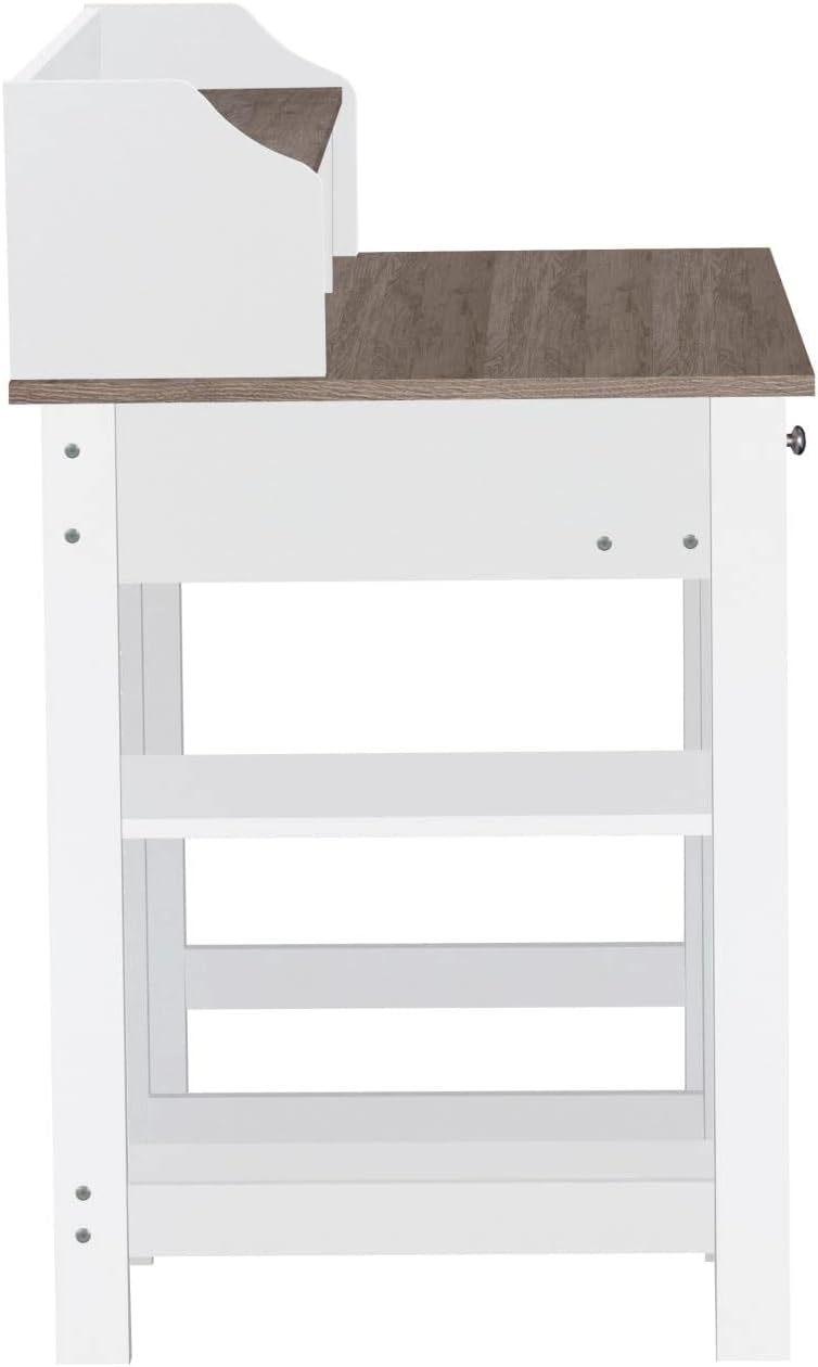 Saint Birch Finley – Escritorio moderno de madera con gabinete en roble blancogris