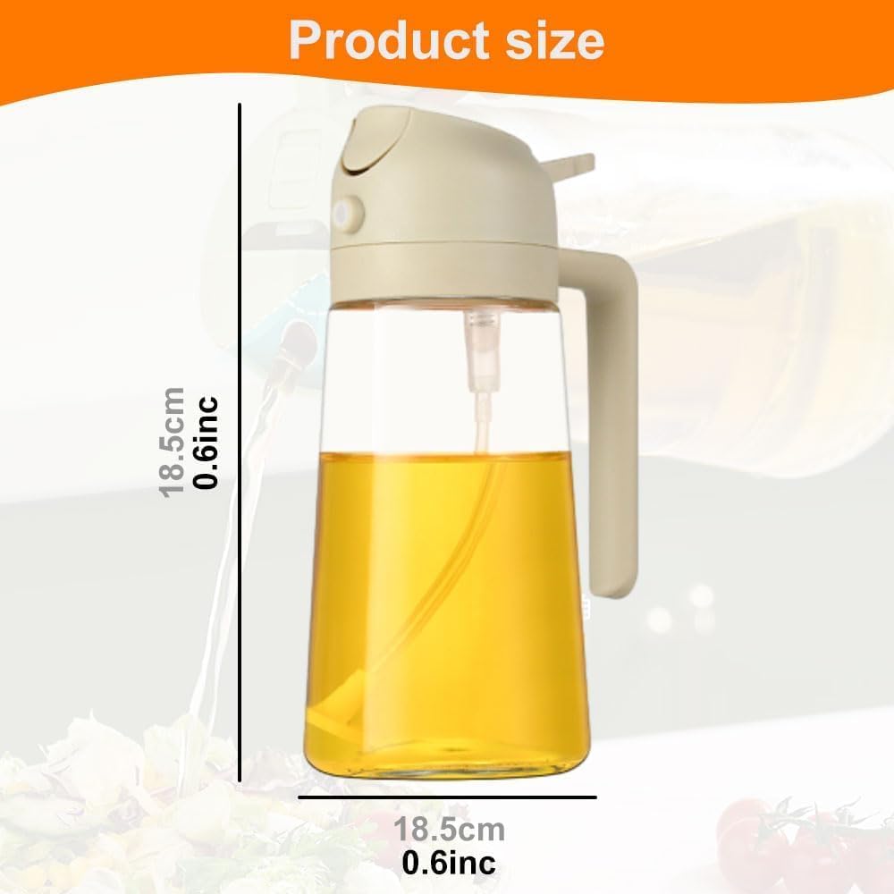 Anatoeway Botella dispensadora de aceite de 16 onzas para cocina, dispensador de aceite de oliva 2 en 1 y rociador de aceite, rociador de aceite