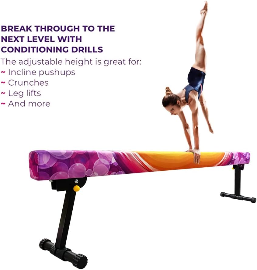 Haz de equilibrio de gimnasia ajustable y plegable de 8 pies, equipo de gimnasio en casa, fácil montaje y almacenamiento, no requiere herramientas,