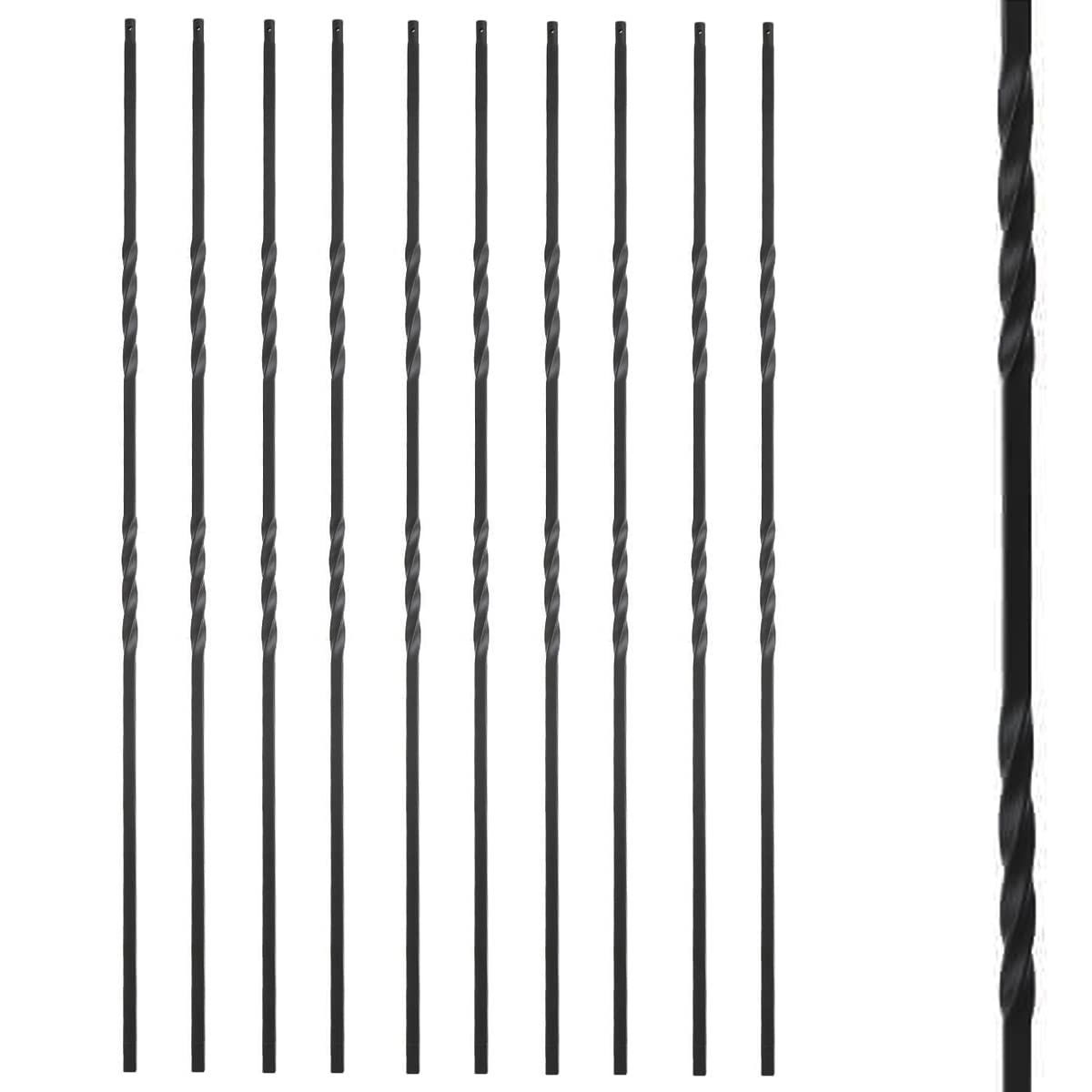 S09 – Balaustres de hierro forjado – Juego de 10 balaustres de cubierta – Balaustres decorativos de metal para cubiertas – Barandilla de escalera en