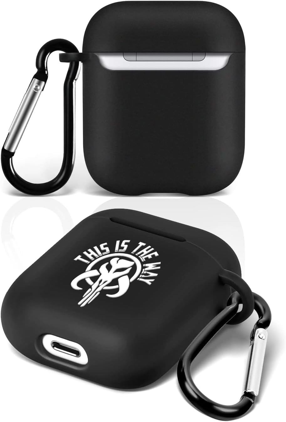 Funda compatible con AirPods de 2 y 1 generación para Star Wars Mandalorian This is the Way con llavero funda de silicona duradera que absorbe los