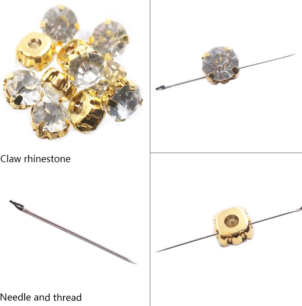 Diamantes de imitación de 0.118in a 0.394in, diamantes de imitación de garra dorada, piedras de cristal brillantes, accesorios de costura para ropa