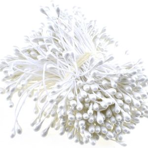 HAHIYO 700 piezas de perlas blancas de 0.118 pulgadas, doble cabeza, estambres de flores, estambres de flores, estambres artificiales, hechos a HAHIYO 700 piezas de perlas blancas de 0.118 pulgadas, doble cabeza, estambres de flores, estambres de flores, estambres artificiales, hechos a