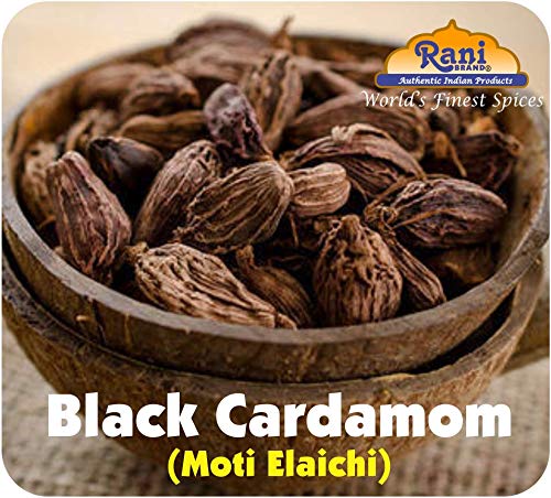 Rani – Cápsulas de cardamomo negro (Kali Elachi) – Especias indias enteras de 3.5 onzas (3.53oz)  Todo natural  Vegano  Apto para gluten  Sin OMG