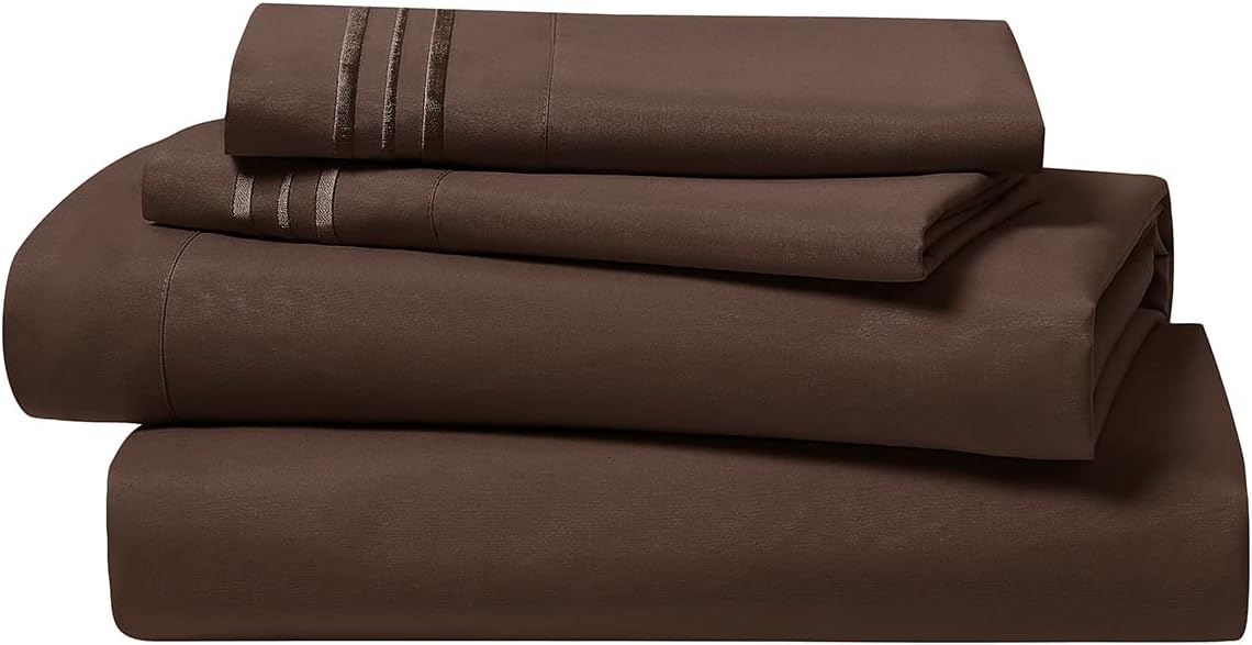 Clara Clark – Juego de sábanas de la serie 1800 Premier, 4 piezas, juego de cama, sábanas con mucha caída, resiste arrugas, la decoloración y las