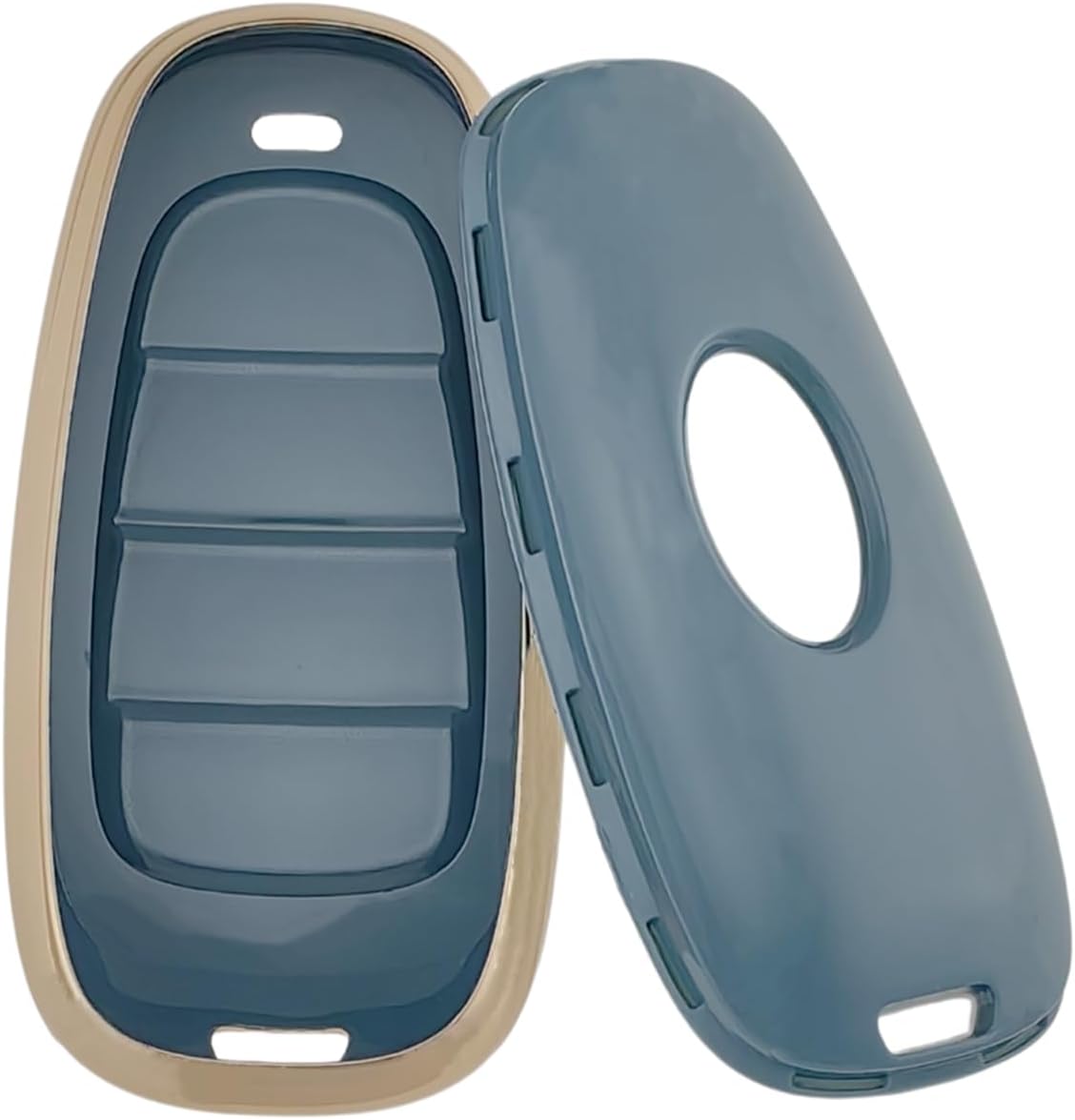 Funda para llavero de TPU compatible con (5 botones) 2019-2023 Hyundai Sonata Sanata Fe Tucson Palisade (negrogris)