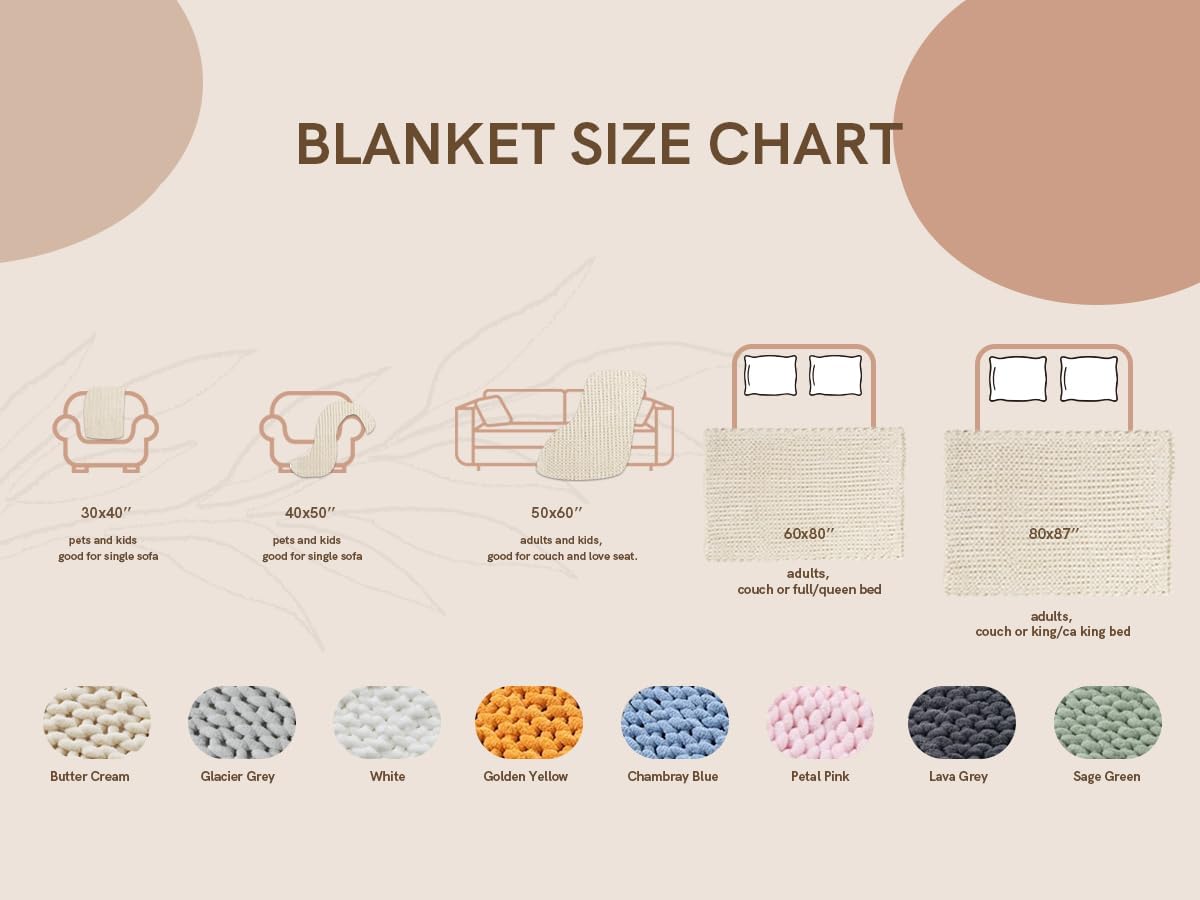 YnM Manta gruesa, tejida a mano con hilo de felpilla, agradable al tacto, ventilada y transpirable, lavable a máquina, pieza de decoración del hogar