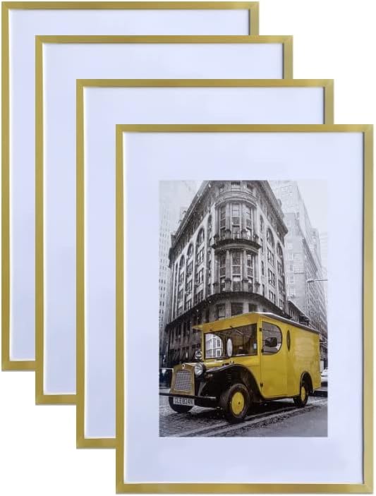 Portarretratos dorado de 16 x 24 pulgadas, fotos de 12 x 18 pulgadas con paspartú o de 16 x 24 pulgadas sin paspartú, horizontal y vertical para