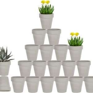 vensovo Macetas de terracota gris de 3 pulgadas con drenaje, paquete de 20 macetas de arcilla, macetas de guardería para suculentas, ideales para vensovo Macetas de terracota gris de 3 pulgadas con drenaje, paquete de 20 macetas de arcilla, macetas de guardería para suculentas, ideales para