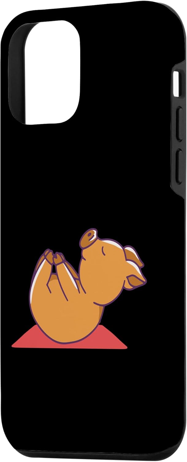 Funda divertida para iPhone 12 mini cerdo de yoga