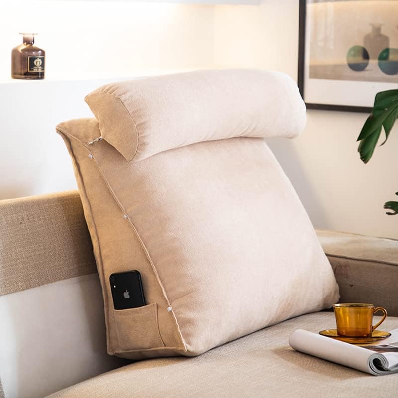 YUURO Almohada de lectura de cuña, cojín triangular de protección de cintura con reposacabezas ajustable, cojín de apoyo lumbar para cama y sofá