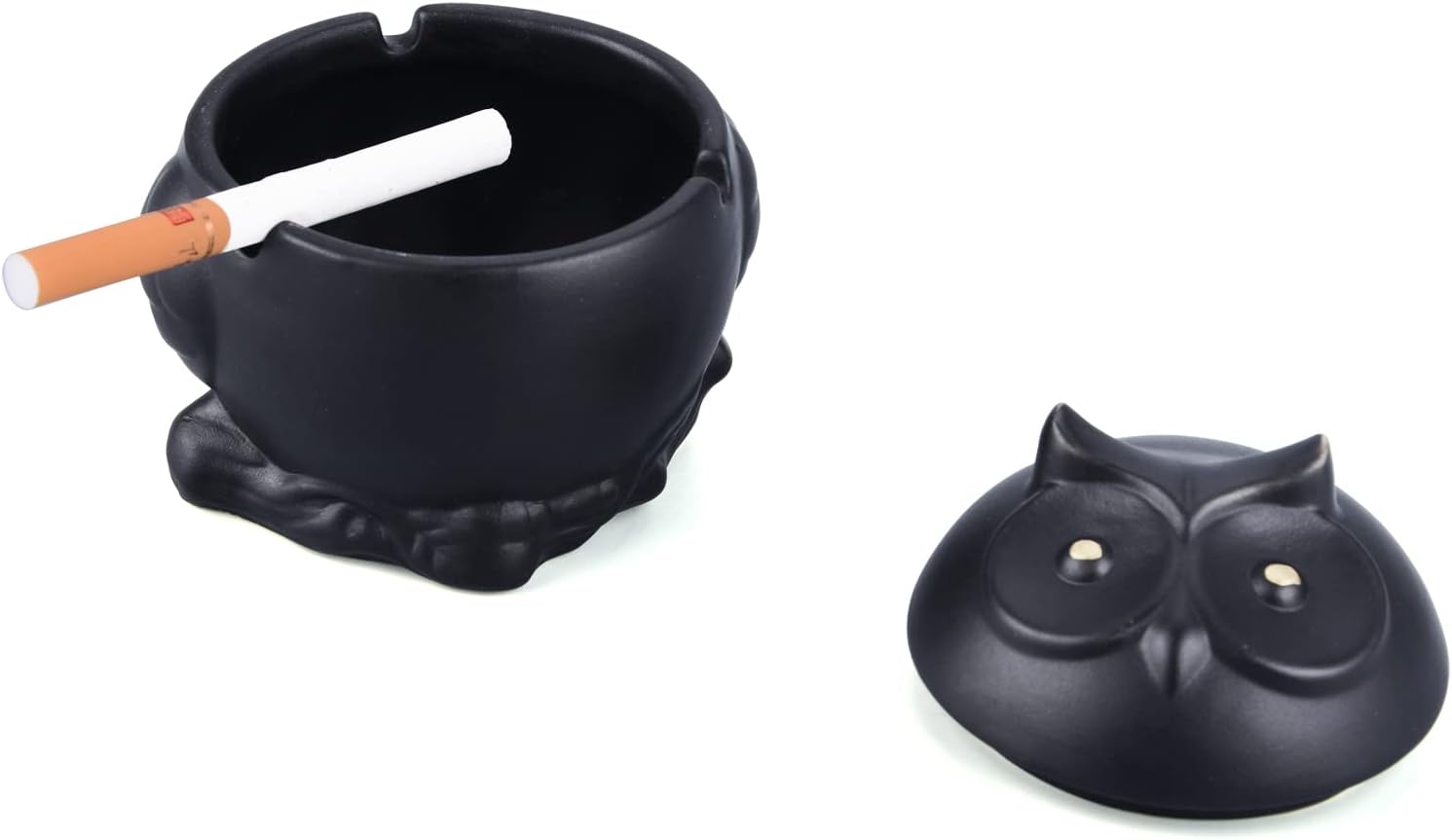 Cenicero de cerámica con tapa, ceniceros de cigarrillos para interiores y exteriores, cenicero de animales de búho, soporte para cenizas para
