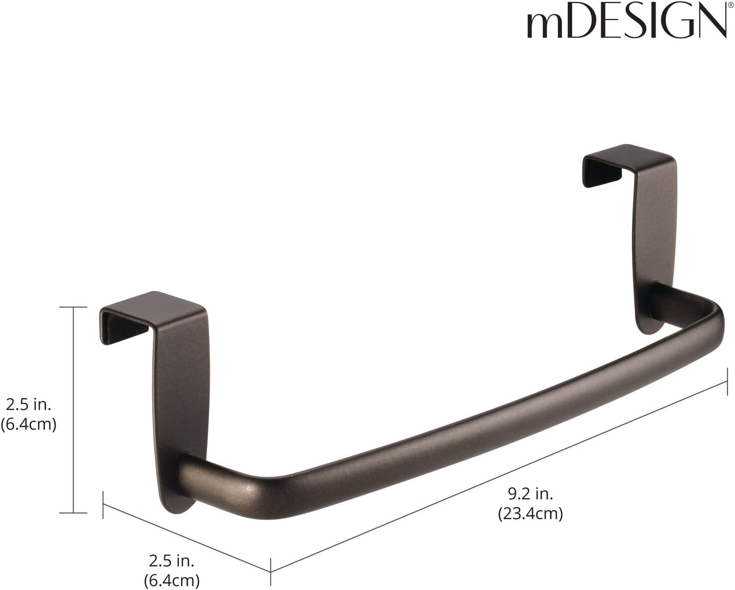 mDesign Organizador de almacenamiento de alambre de metal de acero sobre el gabinete, colgar en el gabinete o puerta, soporte para toallero para