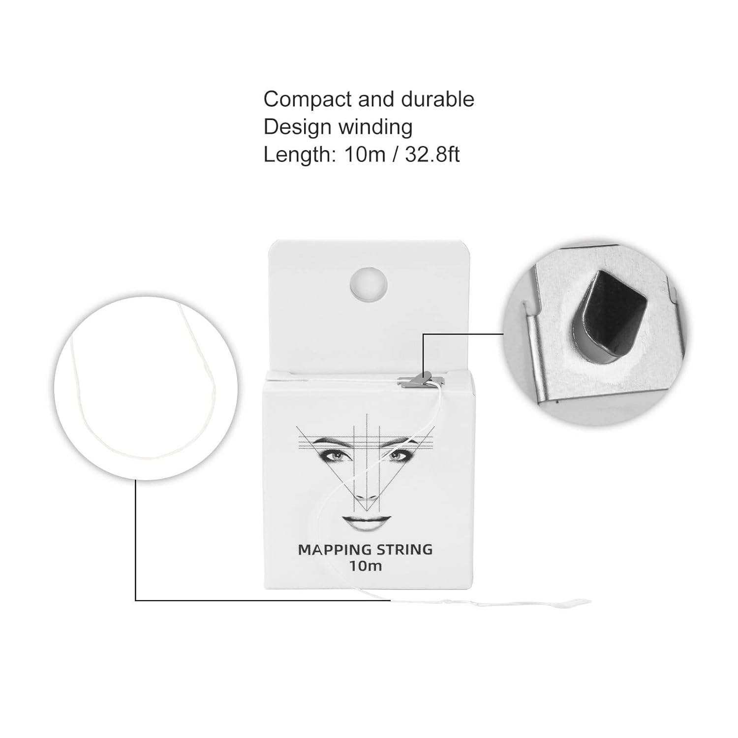 3 colores Microblading String Set 32.8ft Brow Design String 0.5 fl oz Hilo de mapeo de cejas preentintado para artistas Microblading Negro Blanco